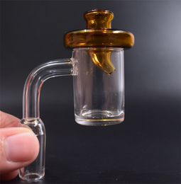 Factory Price 25mm Flat Top Quartz Thermal Banger Nail With Coloured Glass UFO Carb Cap 10/14/18mm Female Male For Glass Bongs