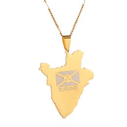 Stainless Steel Burundi Map Necklace Map of Burundians Pendant Jewellery Country Maps Chain Jewellery