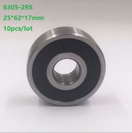 10pcs/lot ABEC-1 6305RS 6305-2RS 6305 RS 2RS Deep Groove ball bearings 25*62*17mm Rubber cover Deep Groove Ball bearing 25x62x17mm