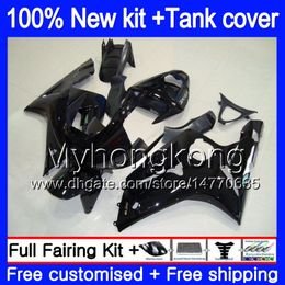 Body +Tank For KAWASAKI 600CC ZX600 ZX636 ZX-6R 2003 2004 Gloss black 211MY.14 ZX 636 6 R ZX6R 03 04 ZX-636 ZX-600 ZX 6R 03 04 Fairing