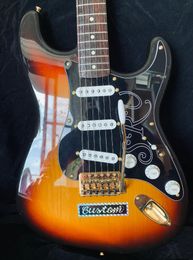 Custom Stevie Ray Vaughn Sunburst Electric Guitar 3 Single-Coil Pickups Tremolo Bridge Whammy Bar Vintage Tuners Gold Hardware