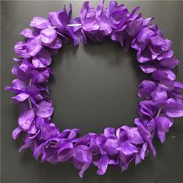 Multi-Color Hawaiian Hula Leis Festive Party Garland Necklace Flowers Wreaths Artificial Silk Wisteria Garden Hanging Flowers 000