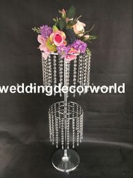 tiered crystal chandelier UK - New style 2 Tiers Silver Acrylic Table chandelier Centerpiece with Faux Crystal Beads Garland decor495