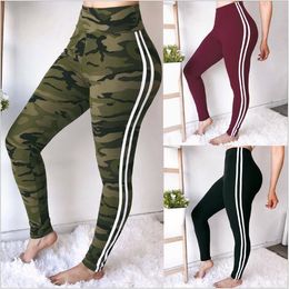 Leggings Women Sport Yoga Jeggings Camo Skinny Print Foot Pants Joggers Striped Camouflage Tights Summer Slim Pencil Pants Trousers B4696