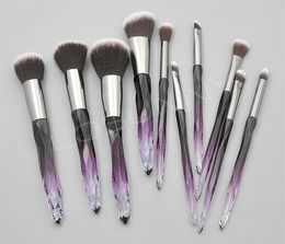 DHL New Crystal Makeup Brushes 10pcs/set Diamond Crystal Handle Brush kit Face Foundation Powder Concealer Cosmetics Brush