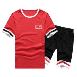 Tracksuits Men New 2020 Summer Casual Printed 2 Pc Sets Men Short Sleeve T Shirt Tops Shorts Suit Brand Sportwear Men's Clothing