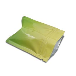 Yellow/Green Glossy Reclosable Zip Lock Mylar Pouch Heat Sealable Zipper Aluminium Foil Packaging Bag