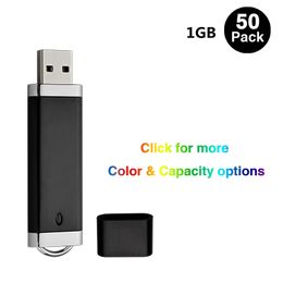 벌크 50pcs 1GB USB 2.0 플래시 드라이브 더 가벼운 디자인 플래시 펜 드라이브 메모리 스틱 컴퓨터 노트북 LED 표시기 멀티 컬러를위한 엄지 손가락 스토리지