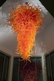 New Orange Crystal Chandelier Pendant Lamps Big Free Air Shipping Modern Art Glass Hand Blown Glass Chandelier Light
