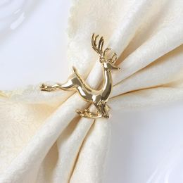 Free Shipping 4 X Christmas Deer Napkin Ring Gold/silver Napkin Buckle Hotel Wedding Party Table Decoration Accessories