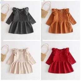 Baby Cotton Princess Dresses Girls Dresses Toddler Knit Sweater Dress Infant Knitted Tops Shirt Christmas Newborn Boutique Clothing BZYQ6110
