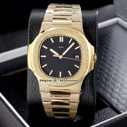 9 Style Best 40mm Nautilus 5711/1 Frosted 18K Gold Automatic Mechanical Mens Watch Black Dial Frosted Steel Strap Gents Sport Watches