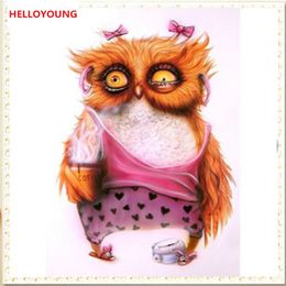 DIY Full 5D Diamond Embroidery The Pink Owl Round Diamond Painting Cross Stitch Kits Diamond Mosaic home Decoration