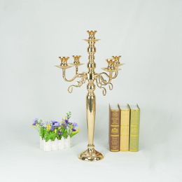 New stylegold 5-Arms Candelabrum Candle Holders Metal Candelabras Gold Finish Candlesticks Candle Holder Wedding Party Event Decor senyu0395