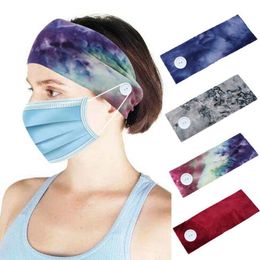 Helisopus New Ears Protection Headband with Button Tie-Dye Elastic Wide Turban Hair Accessories for Women Girls Sport Hairbands