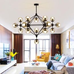 Designer Globe Chandeliers lights for Living room Black/Gold Body Chandeliers lamp with options Colour glass Kitchen Lightings