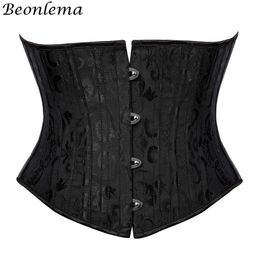 Beonlema Women Steel Bone Cincher Corset Waist Slimming Underbust Fajas Steampunk Accessories Femme Xs-3xl Black Bustier J190701