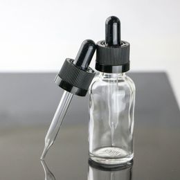 660pcs/lot Thick 30ml Clear Glass Bottle Essential Oil Dropper Container with Dropper Child Proof Cap