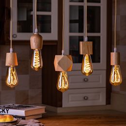 Wooden pendant lights E27 Natural color Modern hanging lamp for home/living room/bedroom vintage light nordic luminaire suspendu