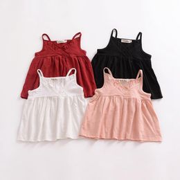 Baby Girl Clothes Suspender Toddler Dresses Shirts Solid Children Girls Dress Sleeveless Kids Dresses Summer Baby Clothing 4 Colours DW5484