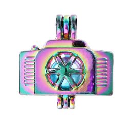 New Rainbow Colour Camera Pearl Cage Lava Bead Cage Pendant Diffuser Lockets for Oyster Akoya Pearl Jewellery Making