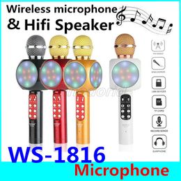 Wireless Bluetooth Microphone WS1816 LED Handheld Karaoke Music Speaker Condenser Microphone Mic USB Home KTV Novelty Bluetooth Speakers