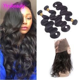 Malaysian Human Hair Pre Plucked Lace Frontal 360 With Bundles 4 Pieces/lot Body Wave Human Hair Extensions Closure