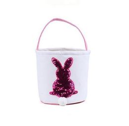 50pcs/lot 4 colors 2019 Easter bucket bunny bags Easter basket reversible sequins easter bag SN2591