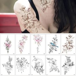 Peints à La Main Bras Floral Tattoo Autocollants étanche Femme Durable Rose Colibri Rose Tattoo Autocollants Nouveau Bras
