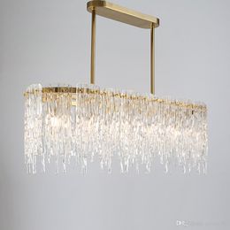2020 luxury design rectangular chandelier LED lamp AC110V 220V glass dinning room living room hanging lights