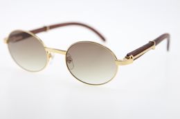 Round Vintage Gold Wood Sunglasses 51551348 men famous Frame Decor frame Glasses Good Quality Fashion metal Eyeglasses Size:55-22-135mm