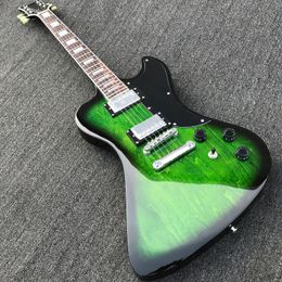 Gratis frakt Ny ankomst Electric Guitar med Rosewood Neck Transparent Black Grass Green 2 Pickup i China Factory Product