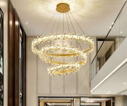 Modern crystal flower chandelier ring living room chandelier minimalist villa chandelier restaurant clothing store lamps MYY