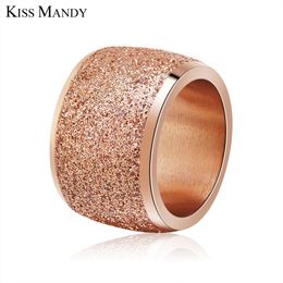 KISS MANDY High Quality Stainless Steel Rings For Women Silver Color Rose Gold Color Black Color Bling Female Wedding Band FR73