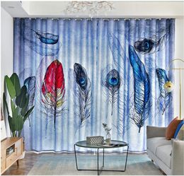 3d curtains feather Customised curtains simple modern style bedroom living room creative thickened blackout curtains