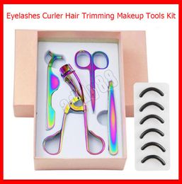 Multicolor Rose Gold Stainless Steel Eyebrow Scissor 3d Mink Eyelash Tweezers Eyelashes Curler Hair Trimming Makeup Set Makeup Tools Kits