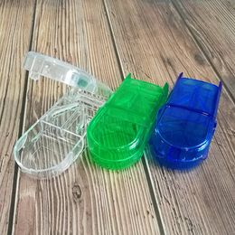 Wholesale Plastic Pill Cutter Splitter Half Storage Compartment Box Medicine Tablet Holder Safe Free Shipping WB1233
