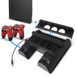PS4/PS4 Slim/PS4 PRO Vertical Stand with Cooling Fan Cooler Dual Controller Charger Charging Station for SONY Playstation 4 HOT