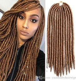 6 Packs 27# Brown Blond Full Head Dreadlocks Synthetic Hair Extensions Crochet Braids Soft Faux Locks Synthetic Braiding Hair Free Shiping