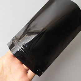 10x15cm aluminium zip bag Aluminum foil bag back black Silvery Metallic Aluminum plastic pouch zipper Grip Seal 100