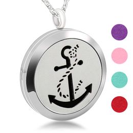 316L Stainless Steel Boat Anchor Rope Personality Pattern Aromatherapy Hollow Essential Oil Charm Pendant