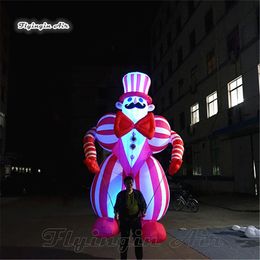 Personalised Walking Inflatable Clown Costume 3.5m Red Lighting Blow Up Clown Puppet With LED Light For Parade Night Show