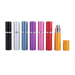 7color Mini Empty Spray Perfume Bottle 5ml Aluminium Anodized Compact Perfume Atomiser Fragrance Empty Glass Scent-bottle LX1691