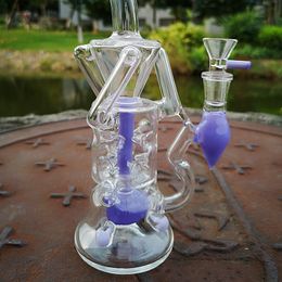 Turbine Perc 10 Inch Glass Bong Double Recycler Fab Egg 14 Female Joint Glass Water Pipe Bongs Oil Dab Rig Smoking With Bowl