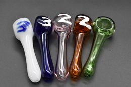 Wholesale Newest mini 96mm colorful glass tobacco pipe for smoking dry herb cheap protable mini glass spoon hand pipe with colorful number