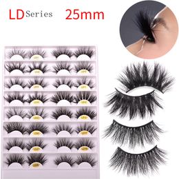 3D Mink cílios 5D 25 mm de comprimento Grosso Cruz Mink Lashes Handmade cílios falsos Eye Makeup Tools nova GGA1806