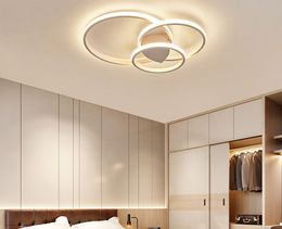 Modern Rings LED Chandeliers Lighting For Bedroom Living Room White Black Coffee Lights Fixture Lamps AC90-260V MYY