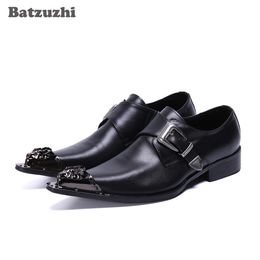 Batzuzhi Handmade Men's Shoes Pointed Toe Black Business Leather Dress Shoes Buckle Formal Leather Shoes Men zapatos de hombre!