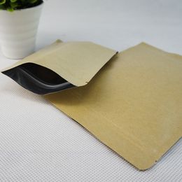 Free shipping 100pcs/lot Brown Kraft Paper Inner Foil Ziplock Bag, Craft Paper Zip Pouch Sliced Dried Beef Package, Cowhide Paper Food Sack