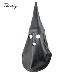Thierry ghost executioner hood mask , Full Cover Bondage Head Hood with open mouth eye sex toys for Fetish couples Adult Game T200410